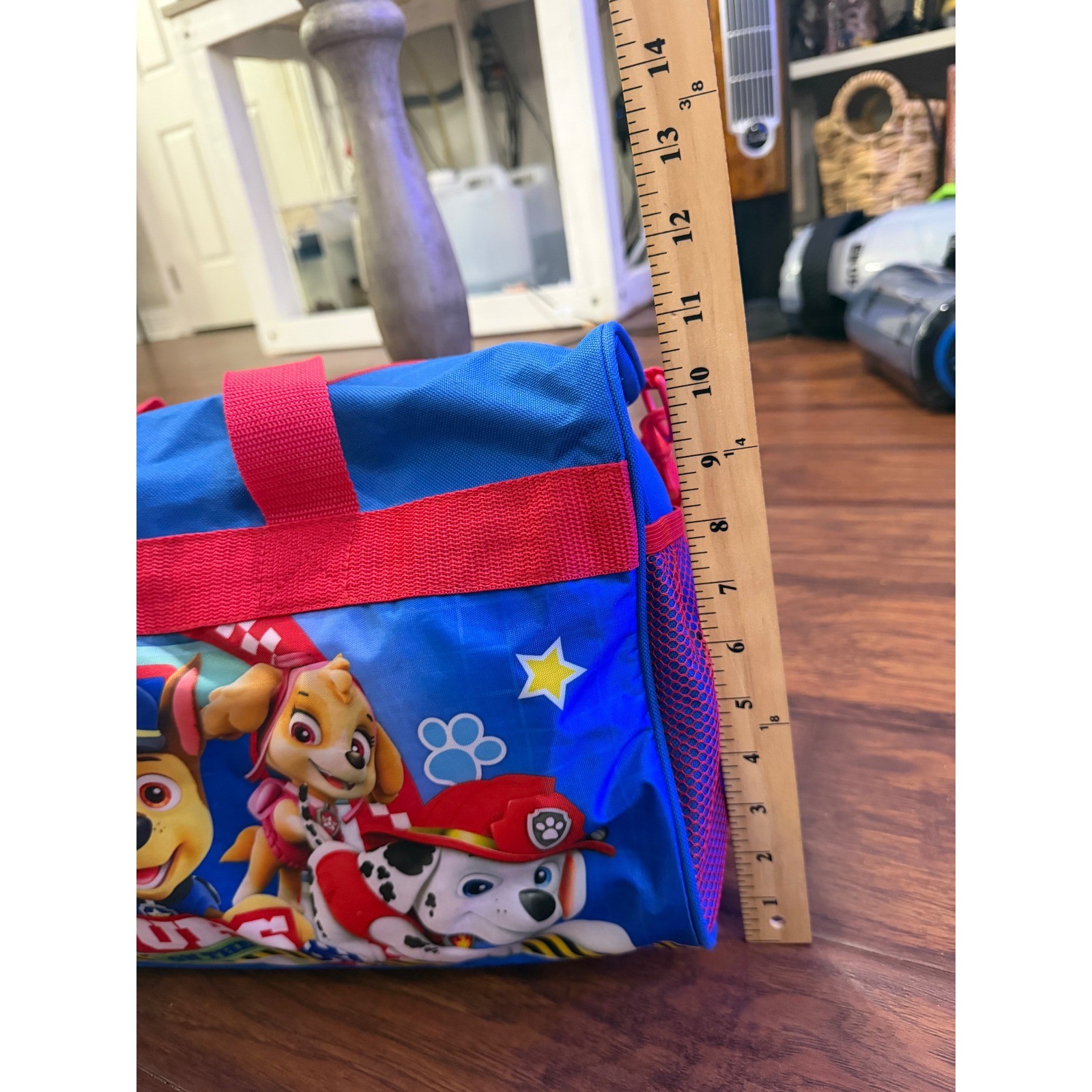 Paw Patrol Duffel Bag Kids Blue Red Excellent Graphic Travel Shoulder Strap