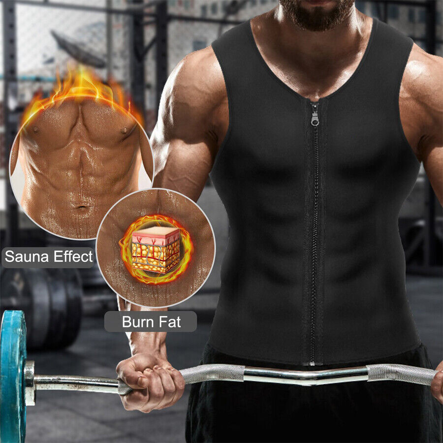 Zipper Gynecomastia Compression Tank Top for Men Sweat Vest Fitness Body Shaper