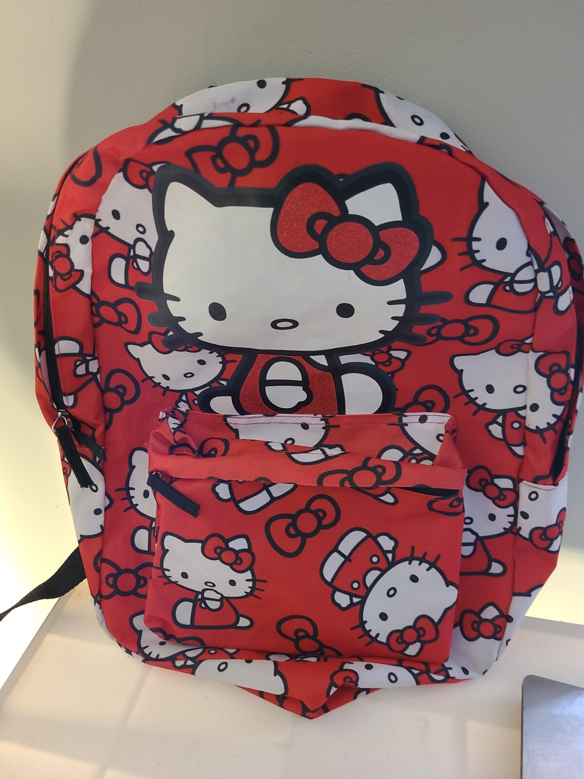 Loungefly Hello Kitty Backpack Glitter Bow Logo Bag 12×16″