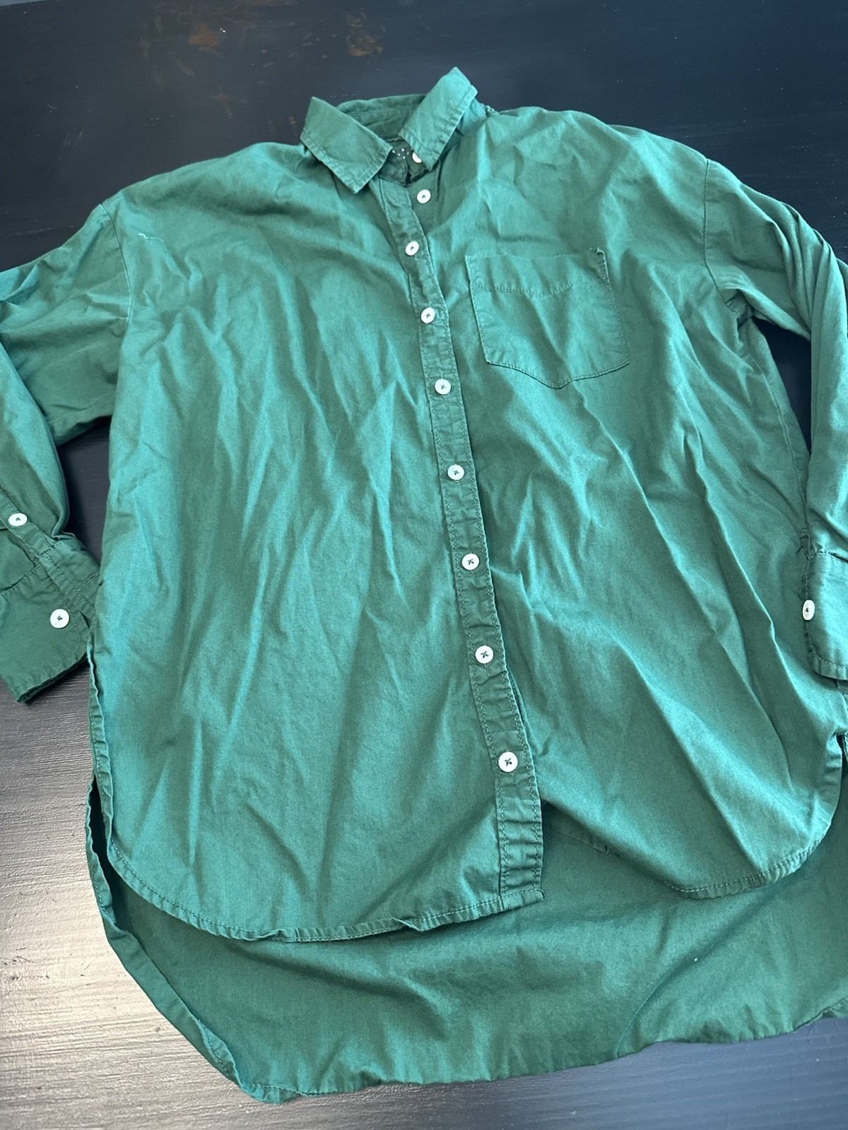 Maeve Anthropologie Shirt Womens Green Long Sleeve Button Up Loose Blouse XS