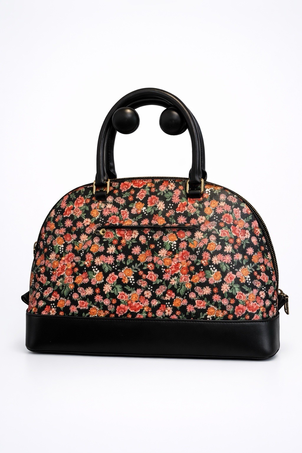 Coach Authentic F57622 Black Pink Posey Cluster Floral Domed Sierra Satchel Bag