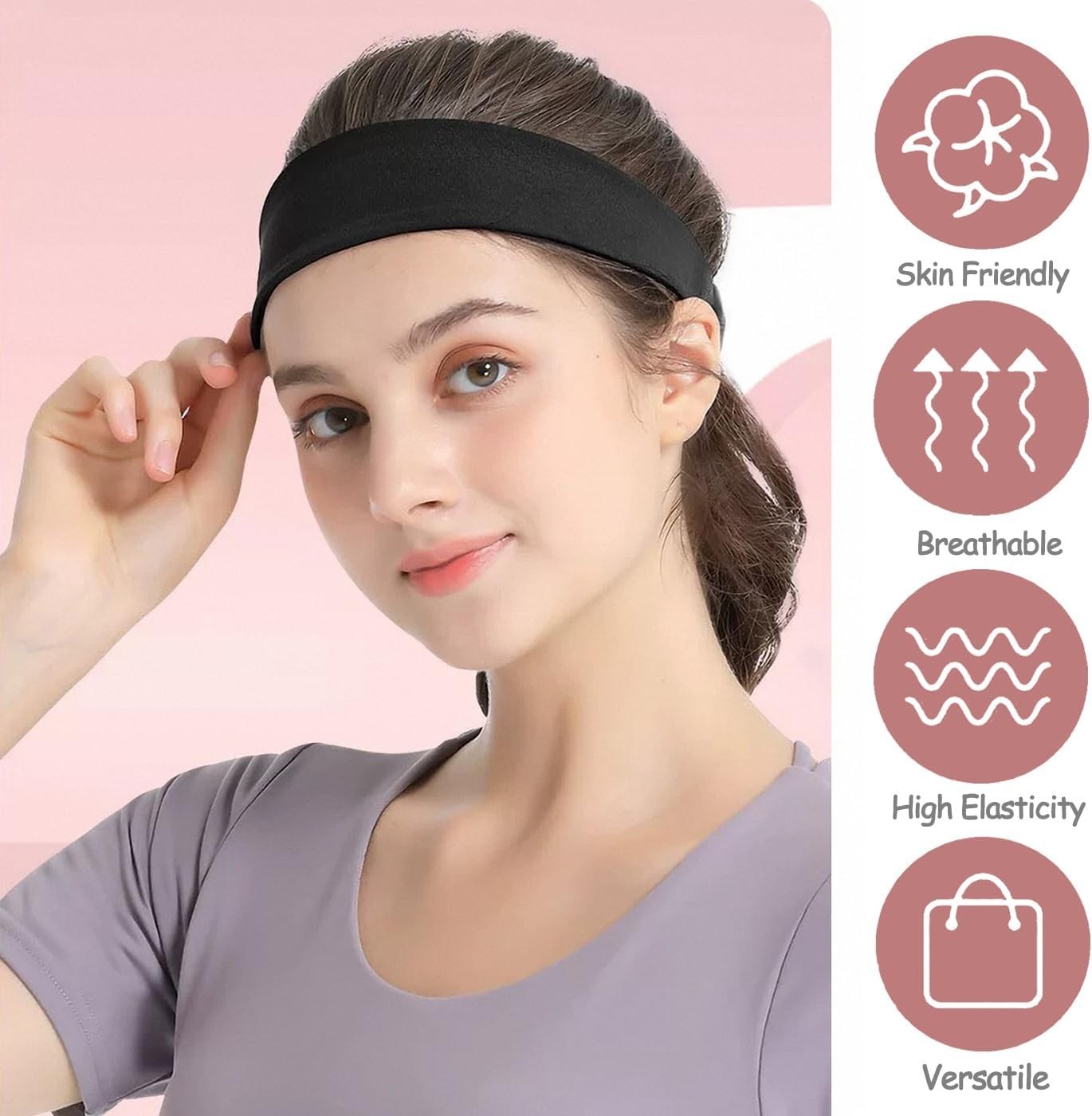 Headbands for Women Non Slip, 9Pcs Soft Elastic Hair Bands for Women’s Hair