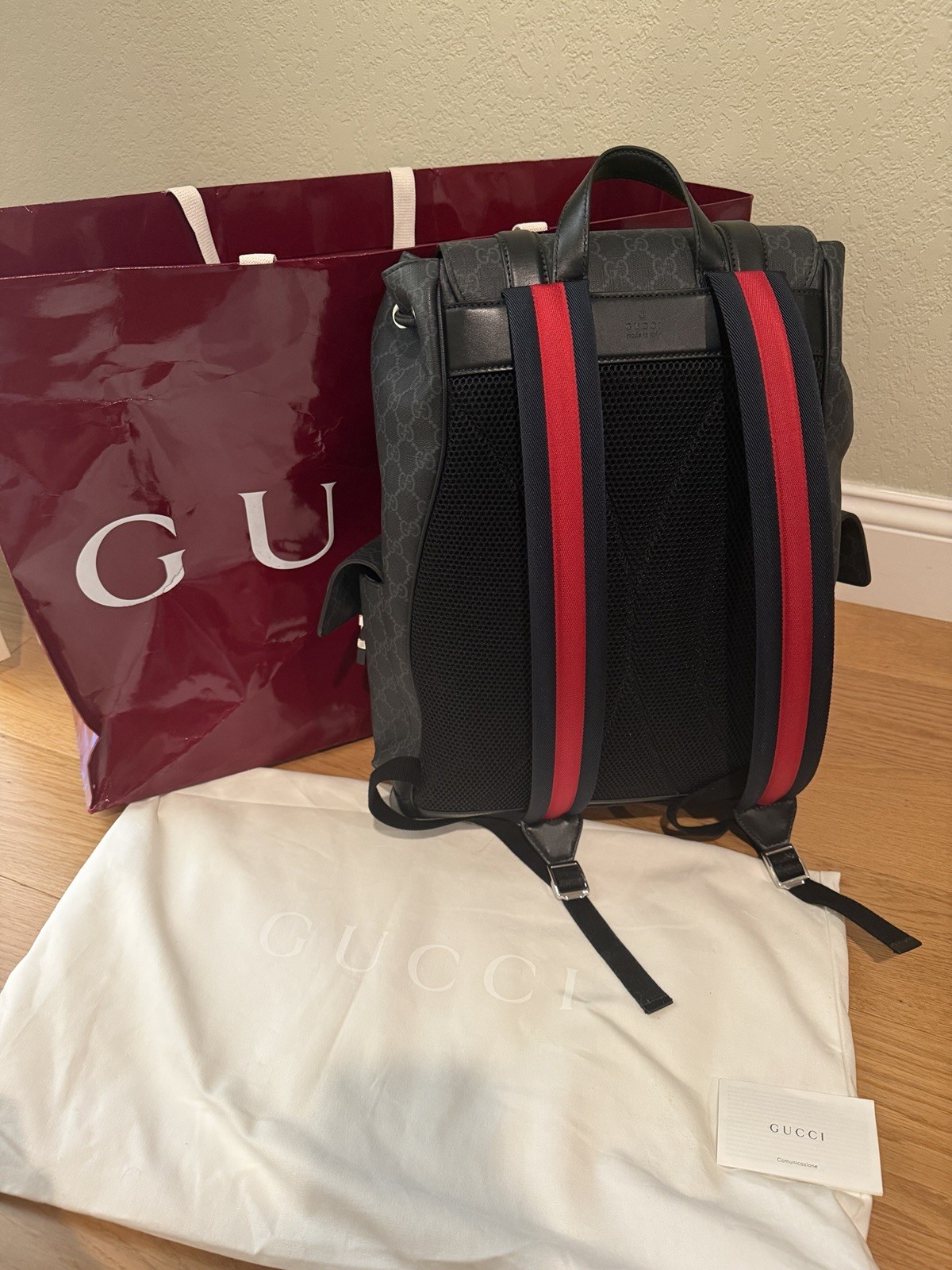 Gucci Ophidia Large Backpack Supreme Black Canvas Only, Excellent Condition
