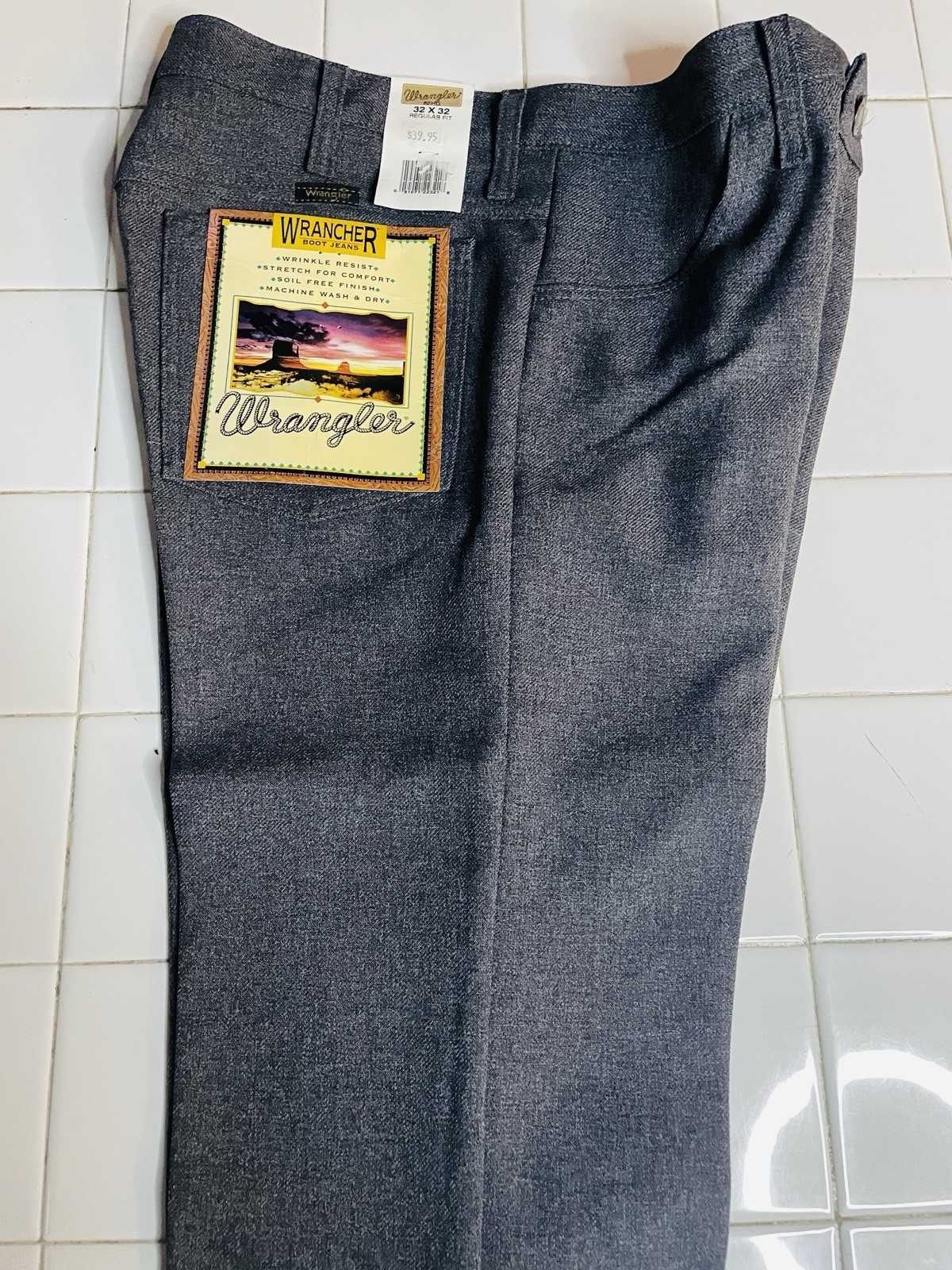 NWT Men’s Wrangler® Wrancher Heather Gray 82HG Polyester Pants Multi Size