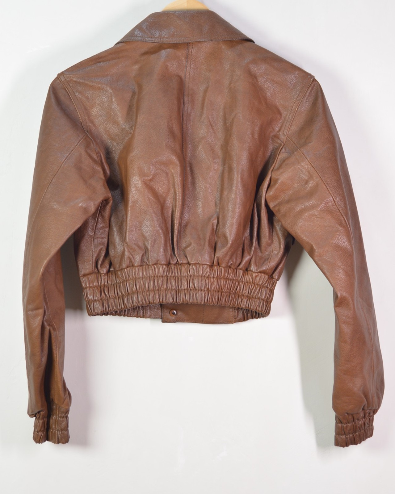 PRADA Vintage Brown Leather Motor Short Jacket Cropped Bomber IT 42 Italy