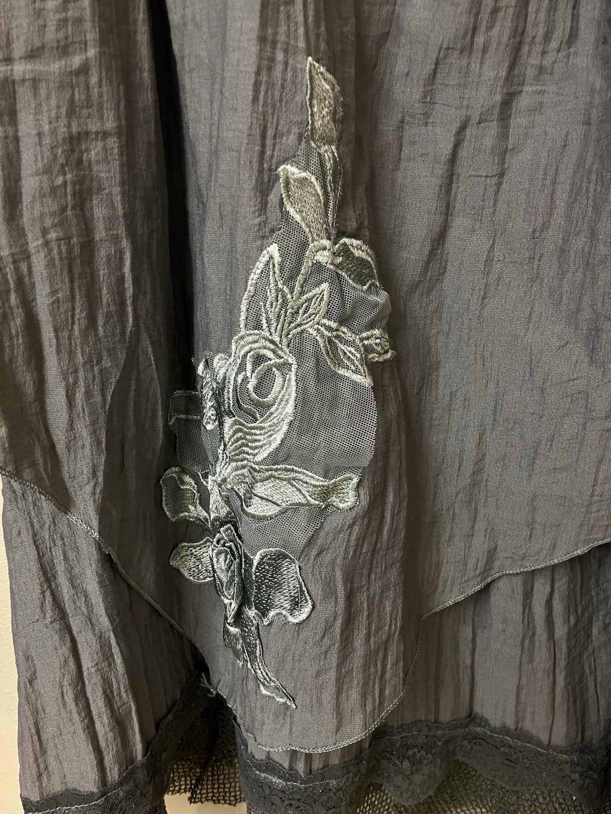 Pretty Angel Layered Midi Gray Asym Skirt Size XL 31 Festival Renaissance Fair