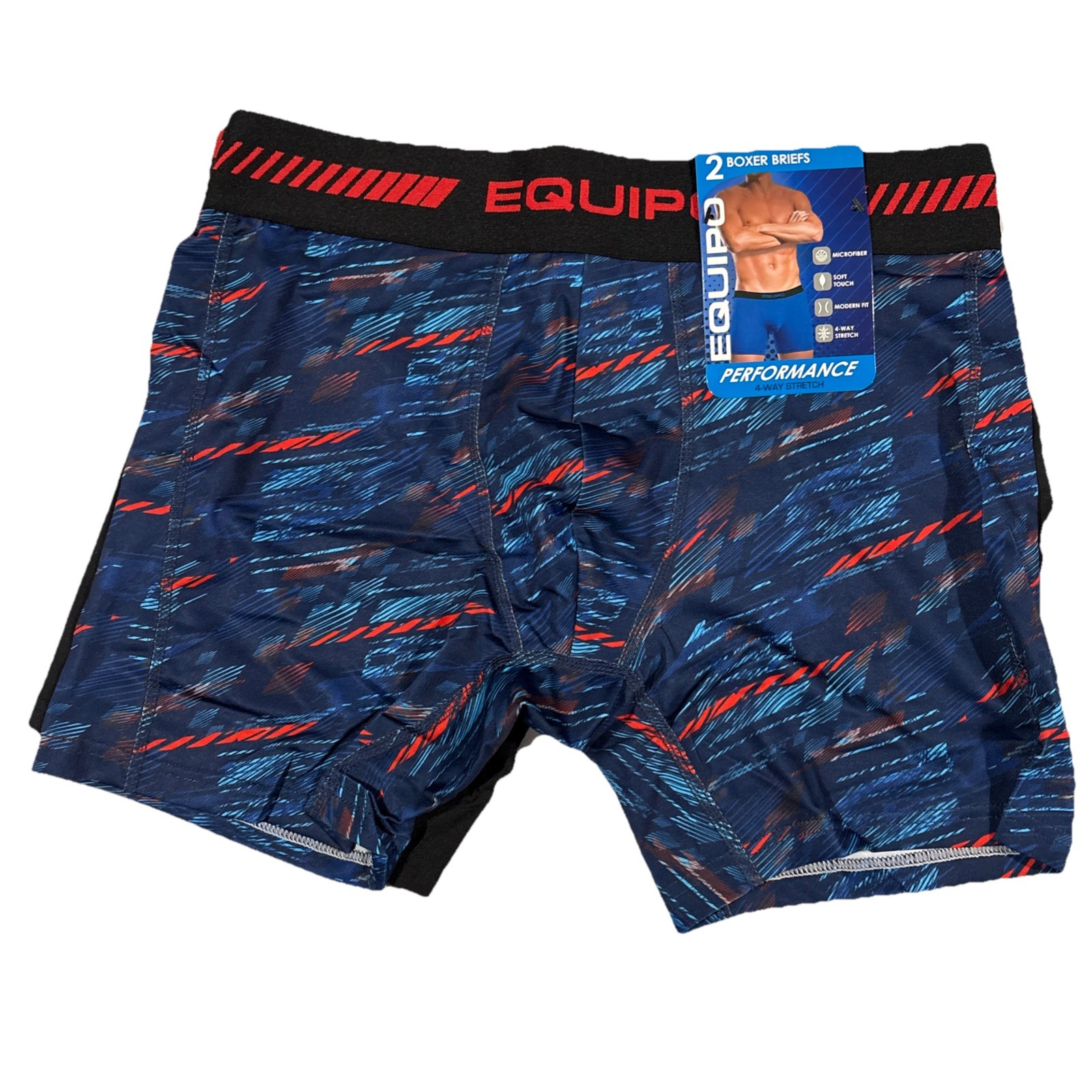 Men’s Equipo 2-pk. Boxer Briefs Size Medium Red, Blue & Black NWT
