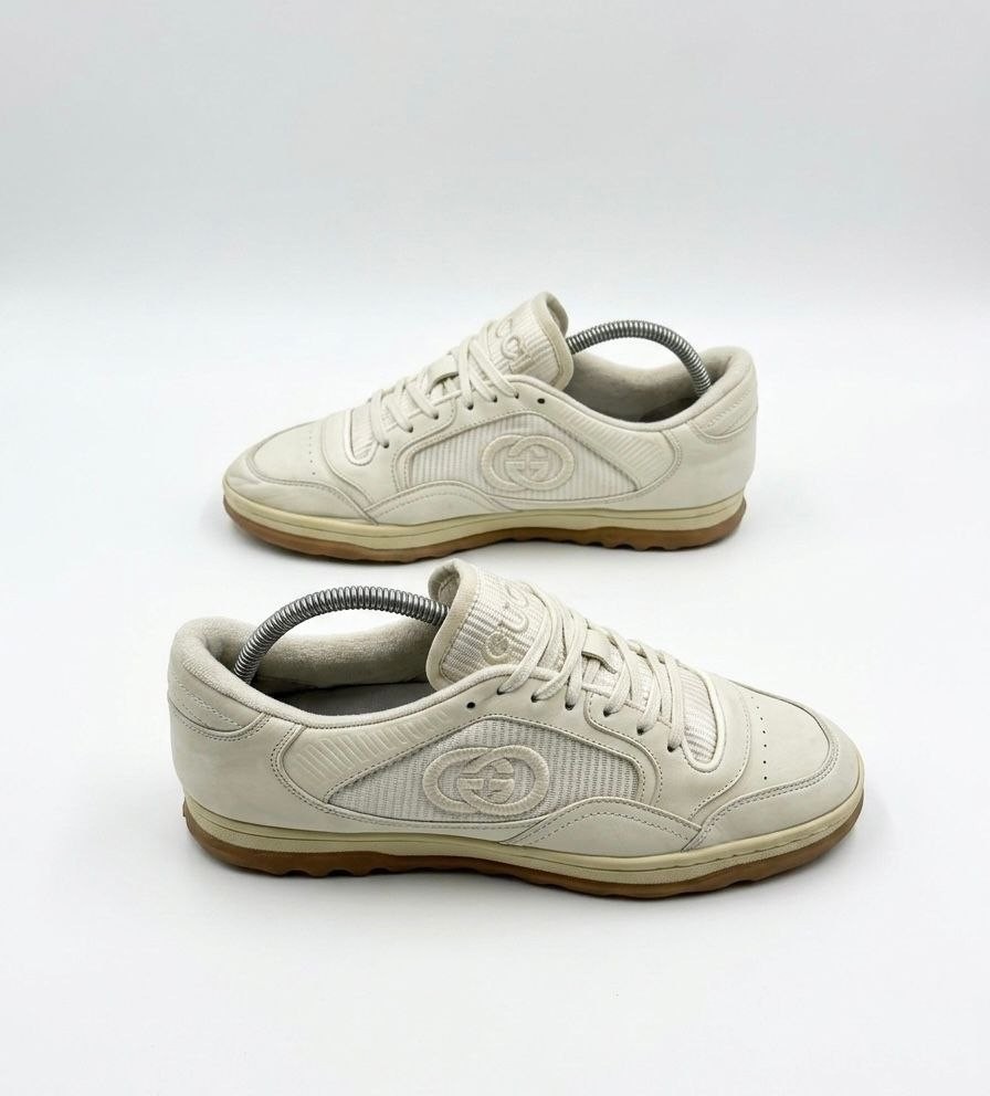 Gucci MAC80 Low Top Leather Skateboard Sneakers Off White Gum Size G 7