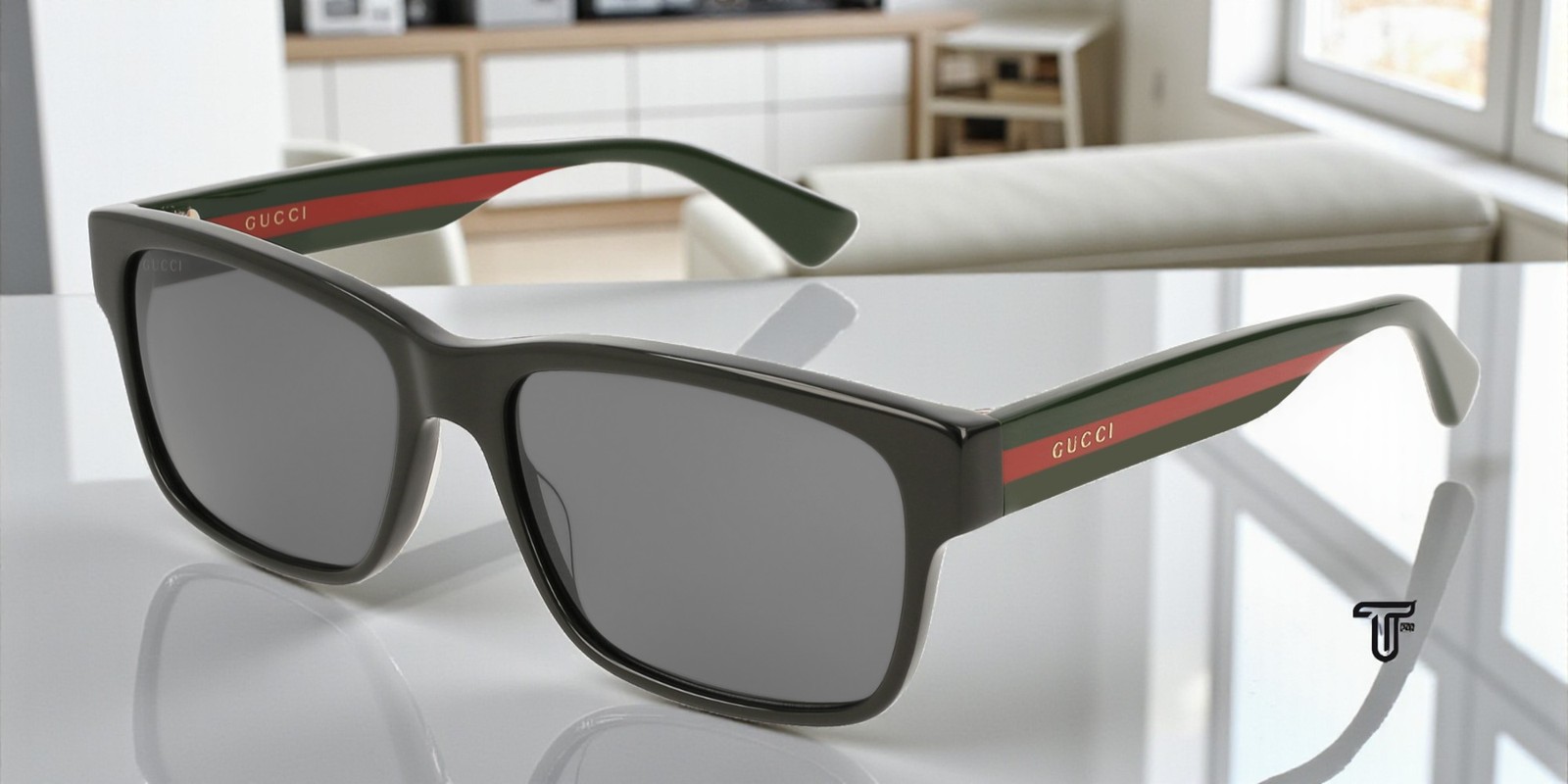 GUCCI GG0340S 006 Rectangular Square Black Grey 58 mm Men’s Sunglasses