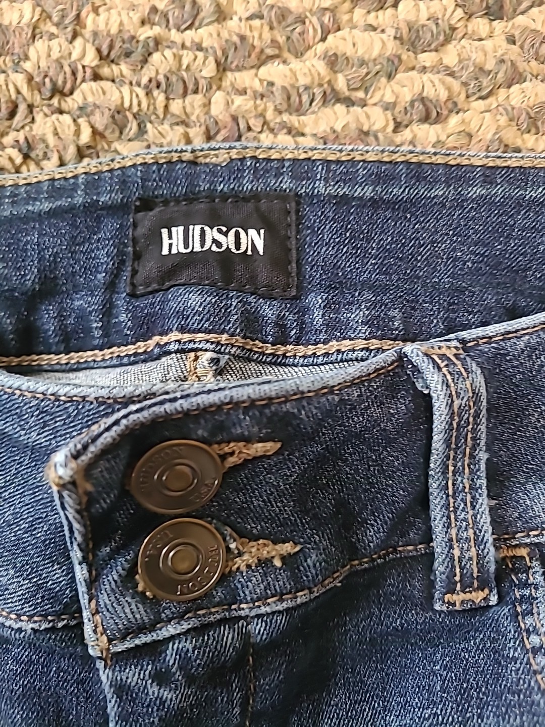 Hudson Collin Mid Rise Skinny Ankle Jeans Size 26 Raw Hem Denim