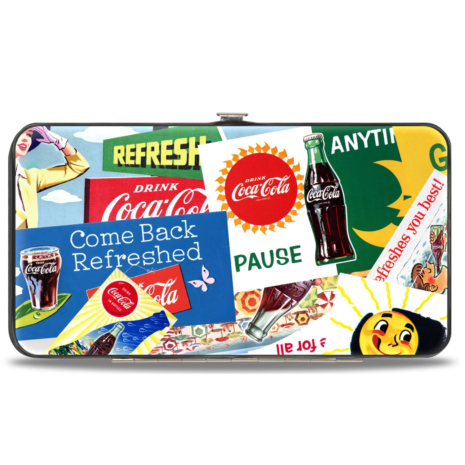 Hinged Wallet Vintage Coca-Cola COME BACK REFRESHED Ads and Icons Collage