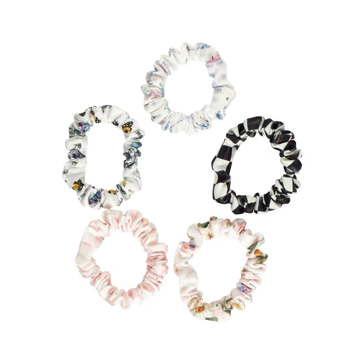 MacKenzie Childs x Goody Target 🎀🖤 Satin Scrunchies Hair Ties Pack 5 count NEW