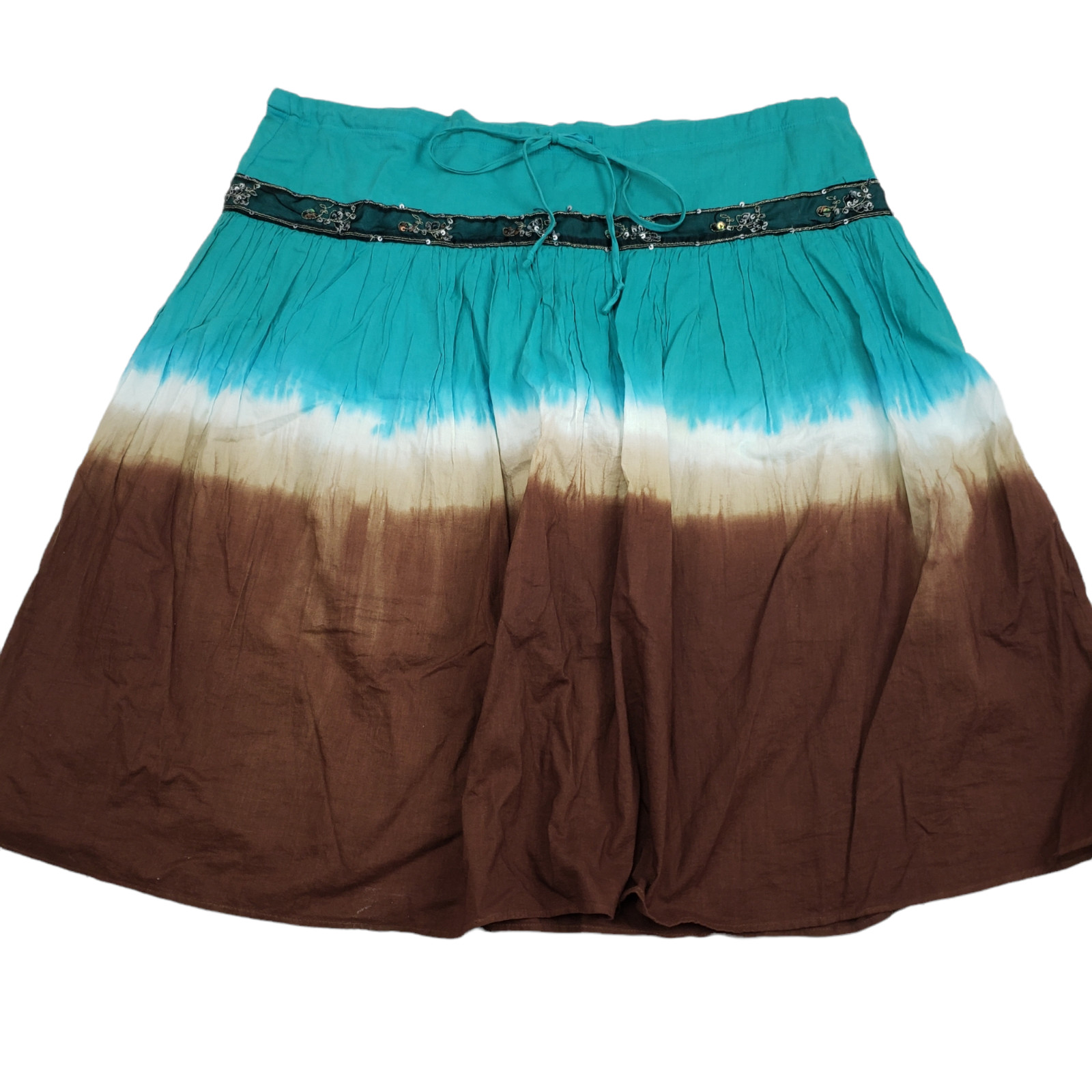Rampage Clothing Co Skirt Medium Green Tie Dye Pleated Side Zip Draw Tie Waist