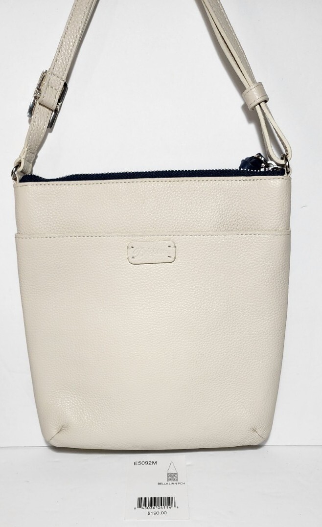 BRIGHTON BELLA LIMONE WHITE LEATHER 108,000 EMBROIDERED STITCHES CORSSBODY POUCH