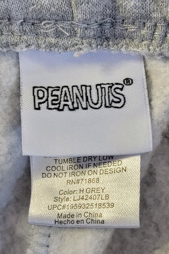 Peanuts Est 1950 Grey Sports Patches Sweatpants Sz XXS 00 Womens Snoopy Charlie
