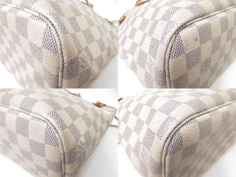 Authentic Louis Vuitton Damier Azur Neverfull PM Tote Bag Handbag F#53074