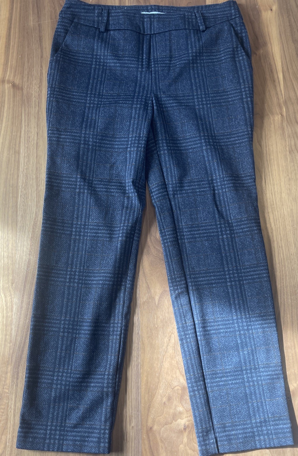 I Love Tyler Madison iltm Gray Plaid Casual Dressy Work Pull On Pants Size M EUC