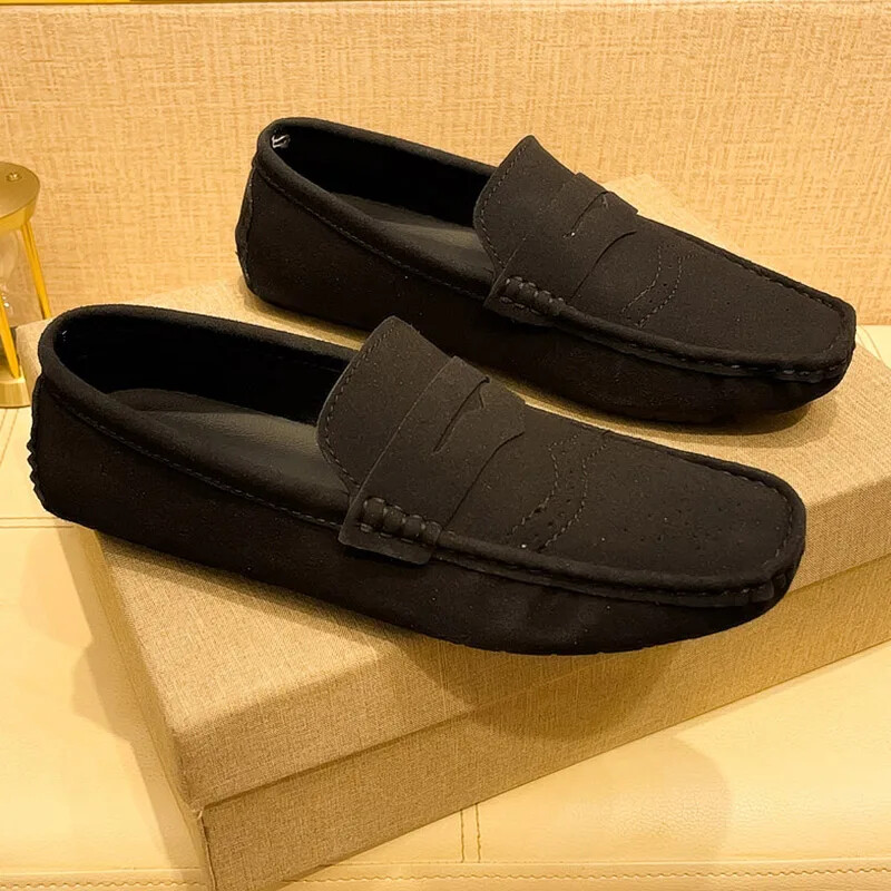 Men Casual Shoes Suede Lazy Slip-on Driving Flat Boat Shoes Loafers Moccasins