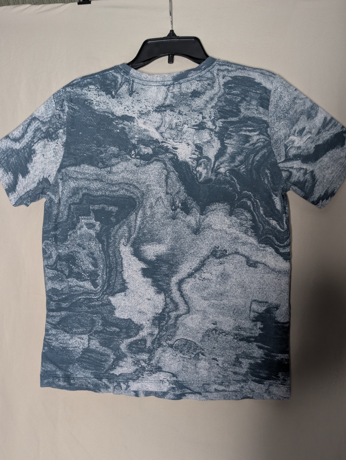 Calvin Klein Blue Marble Boxy Logo T Shirt Short Sleeve Womans