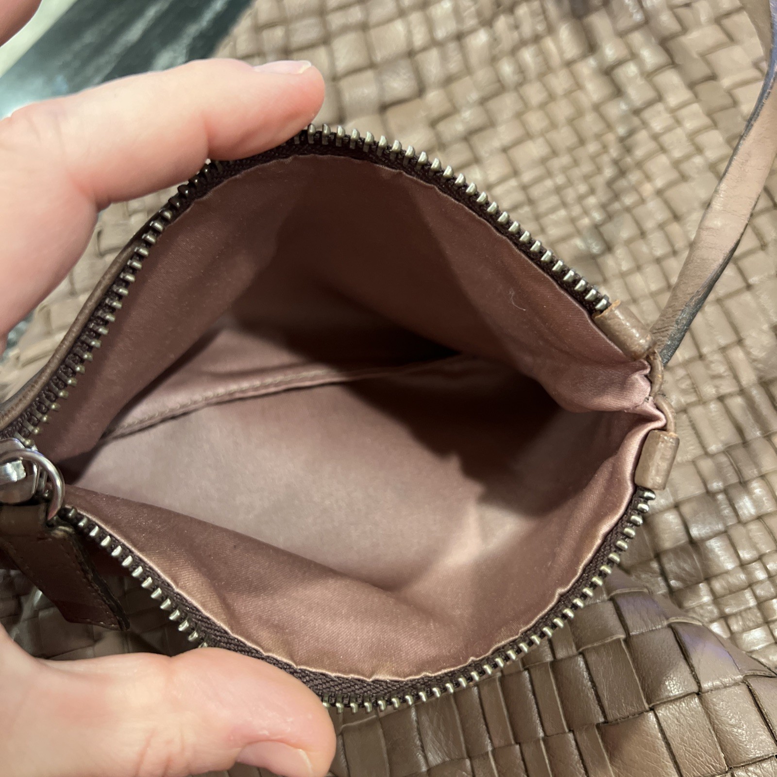 FALOR Italian Genuine Leather Handbag Woven Made in Italy w/ Attached Coin Purse