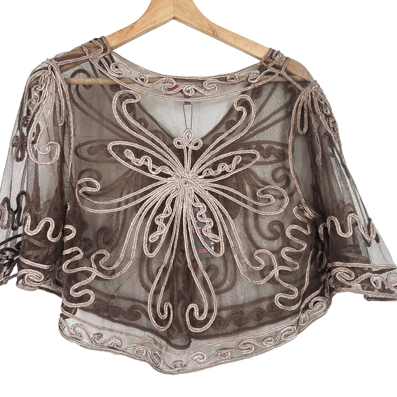 Pretty Angel Embroidered Sheer Kimono Top Small Boho Fairy Festival Romantic