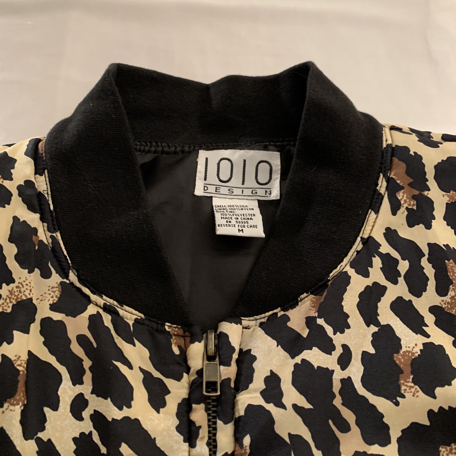 Womens Jacket Silk Leopard Print Vintage Medium 1010 Design IOIO 90s GUC 👀🔥
