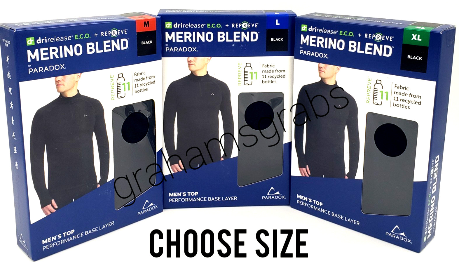 PARADOX MENS MERINO BLEND PERFORMANCE BASE LAYER 1/4 ZIP TOP drirelease M, L, XL