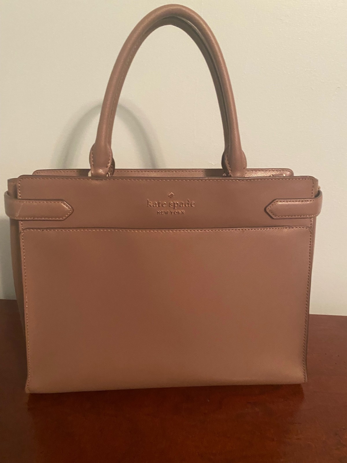 Kate Spade Staci Medium Satchel Taupe Handbag W/Double Handles & Crossbody Strap