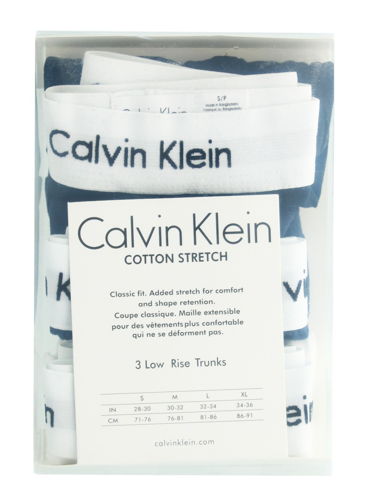 Calvin Klein Low Rise Underwear Trunks, Mens Classic Fit, Cotton Stretch, 3 pack