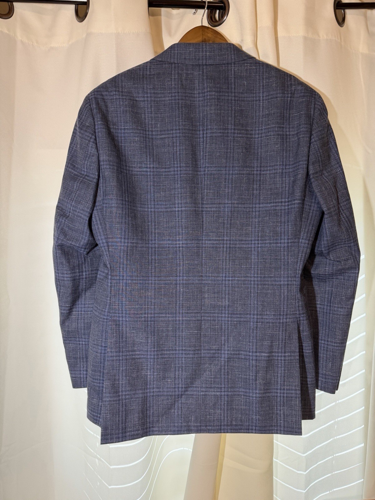 Pronto Uomo Platinum 40R Blue Plaid Sport Coat Wool Silk Linen 2 Button Blazer