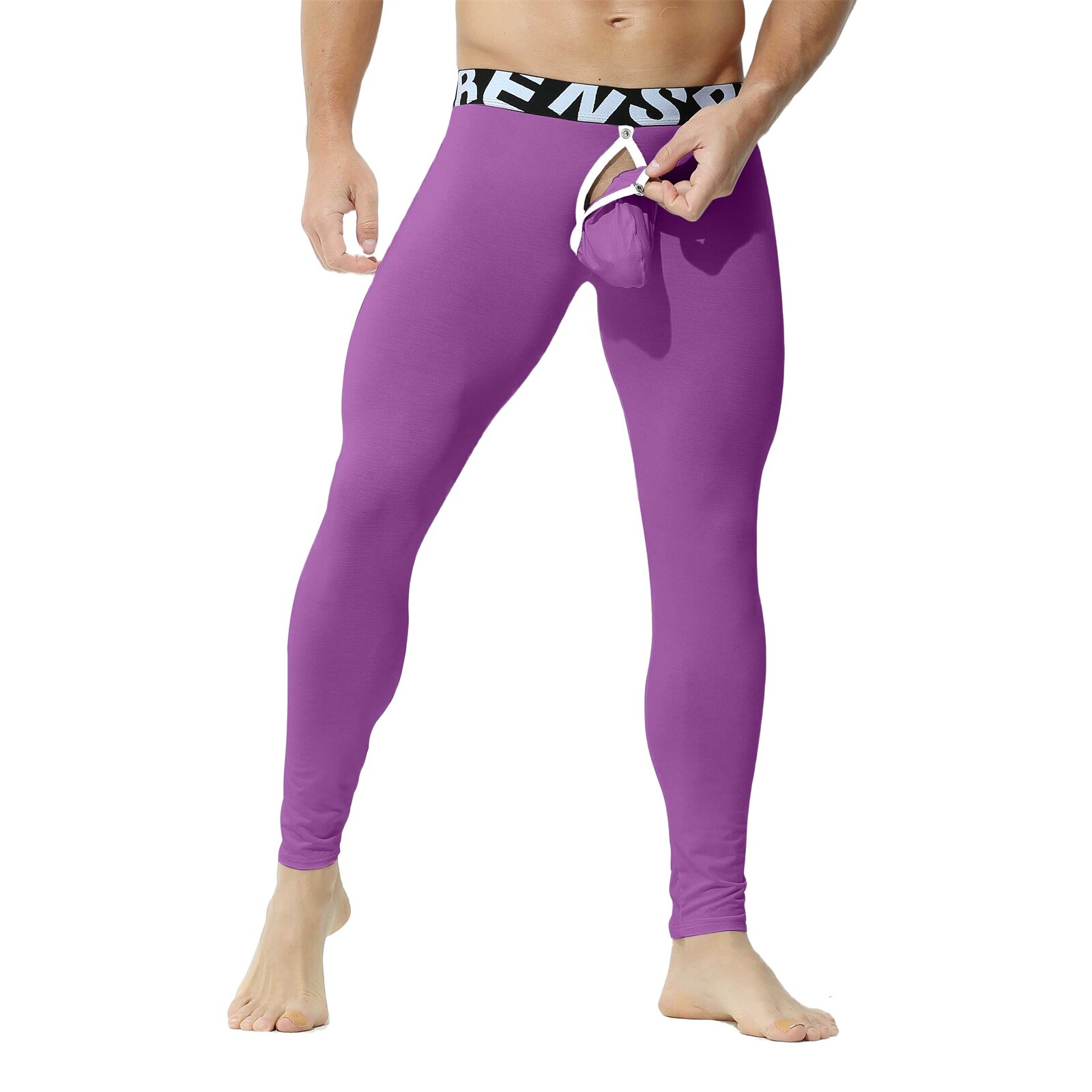 Men Sexy Thermal Long Johns Legging Pants U Convex Seperate Pouch Soft Underwear