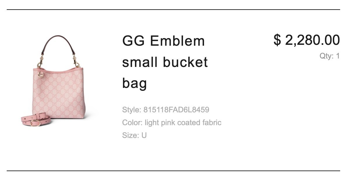 Gucci GG Emblem Small Bucket Bag Light Pink with Original Dust Bag & Box