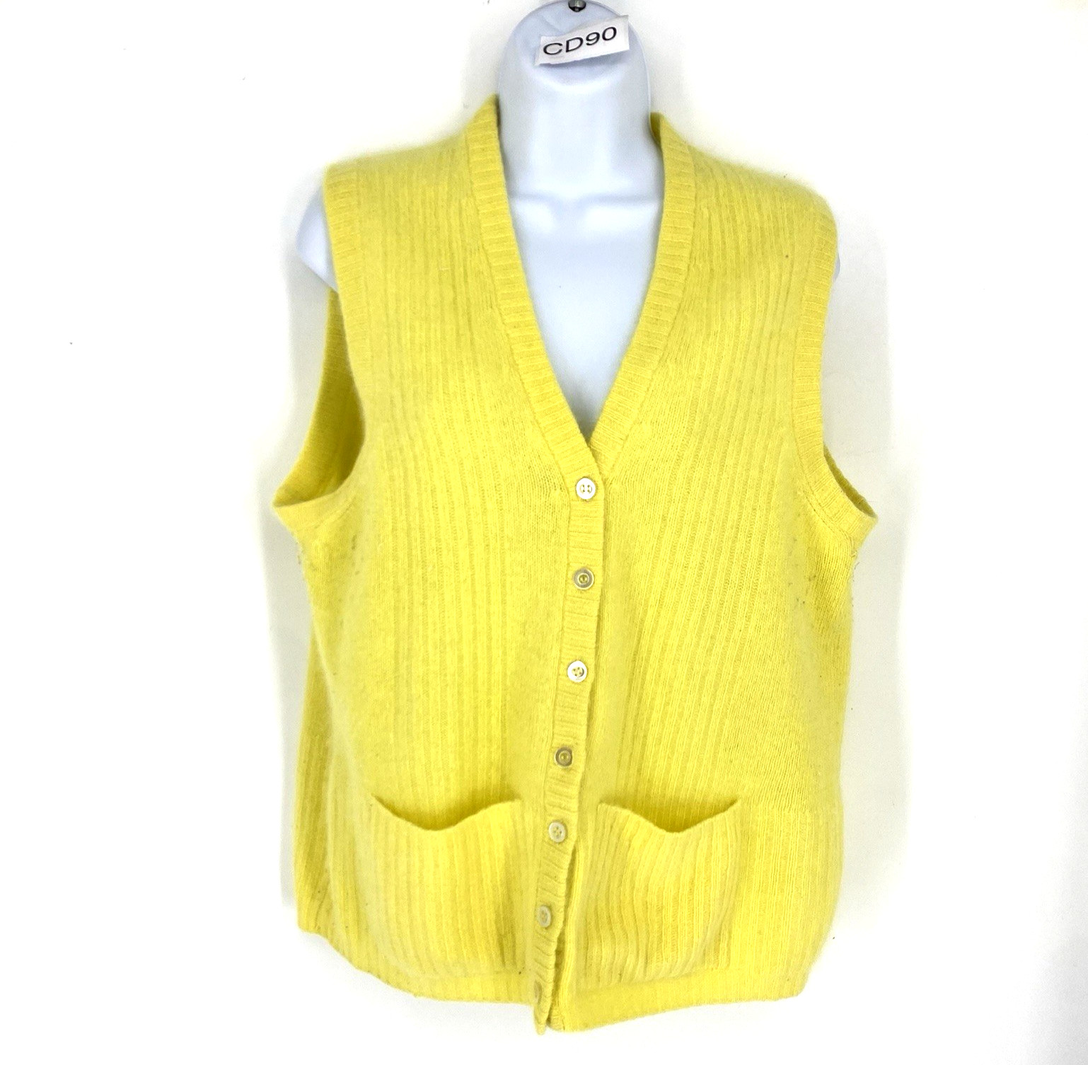Vintage Love Me Lambswool Angora Yellow Knit Sweater Vest OS Soft Retro Geekwear