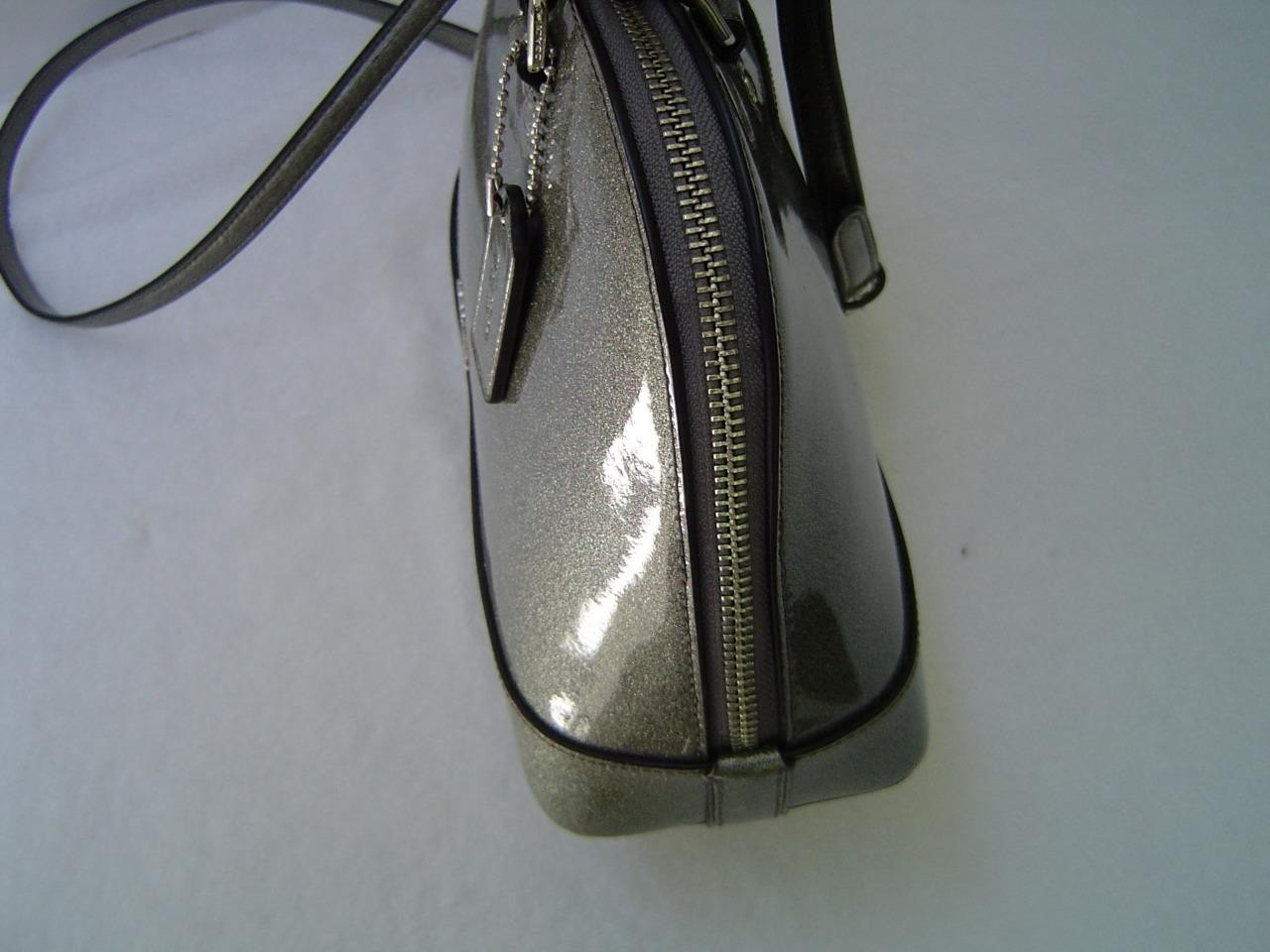 AUTHENTIC COACH SILVER GLITTER PATENT LEATHER MINI SIERRA SATCHEL #29134 EUC/LN