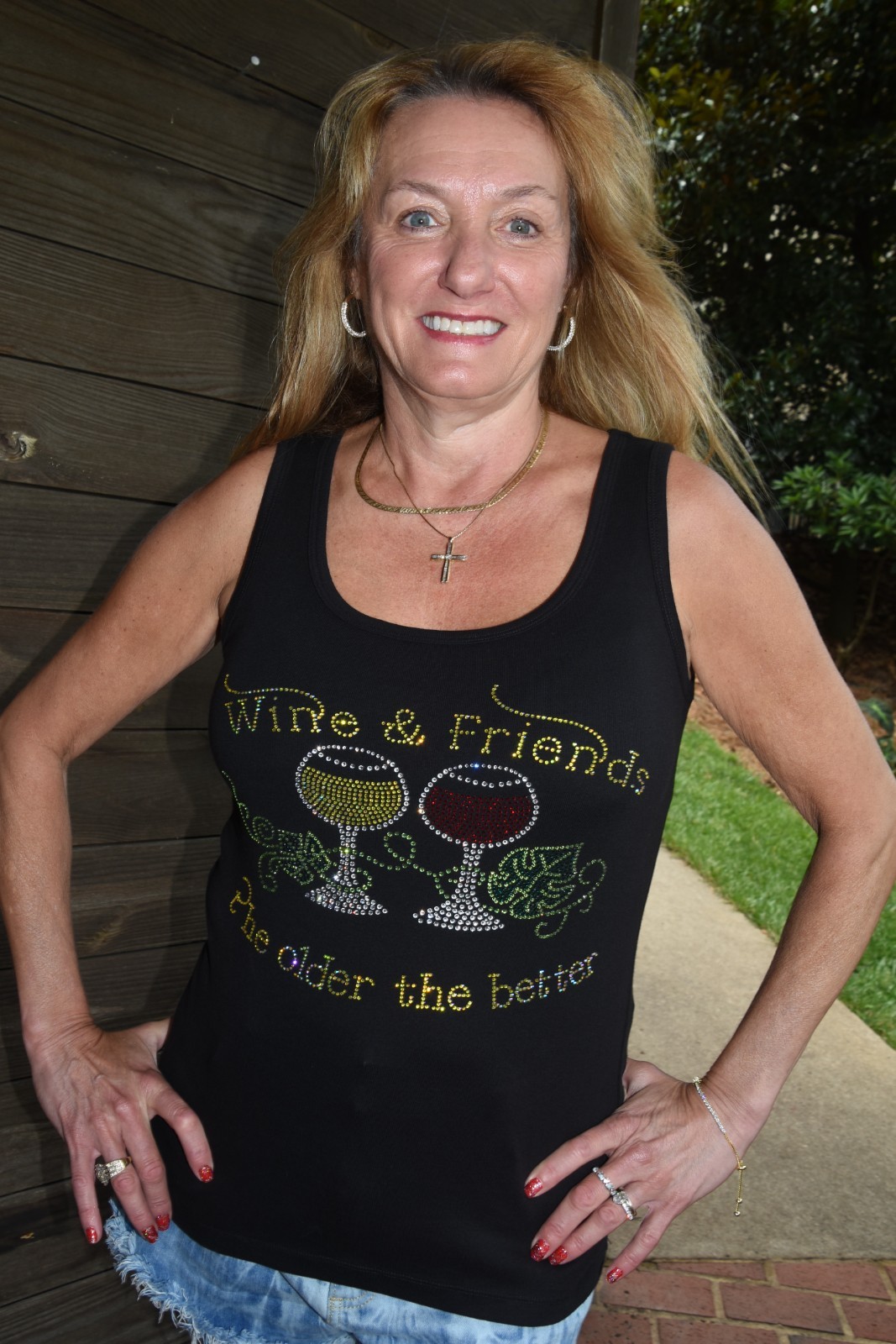 Wine & Friends rhinestone bling shirt or tank XS S M L XL XXL 1X 2X 3X 4X 5X