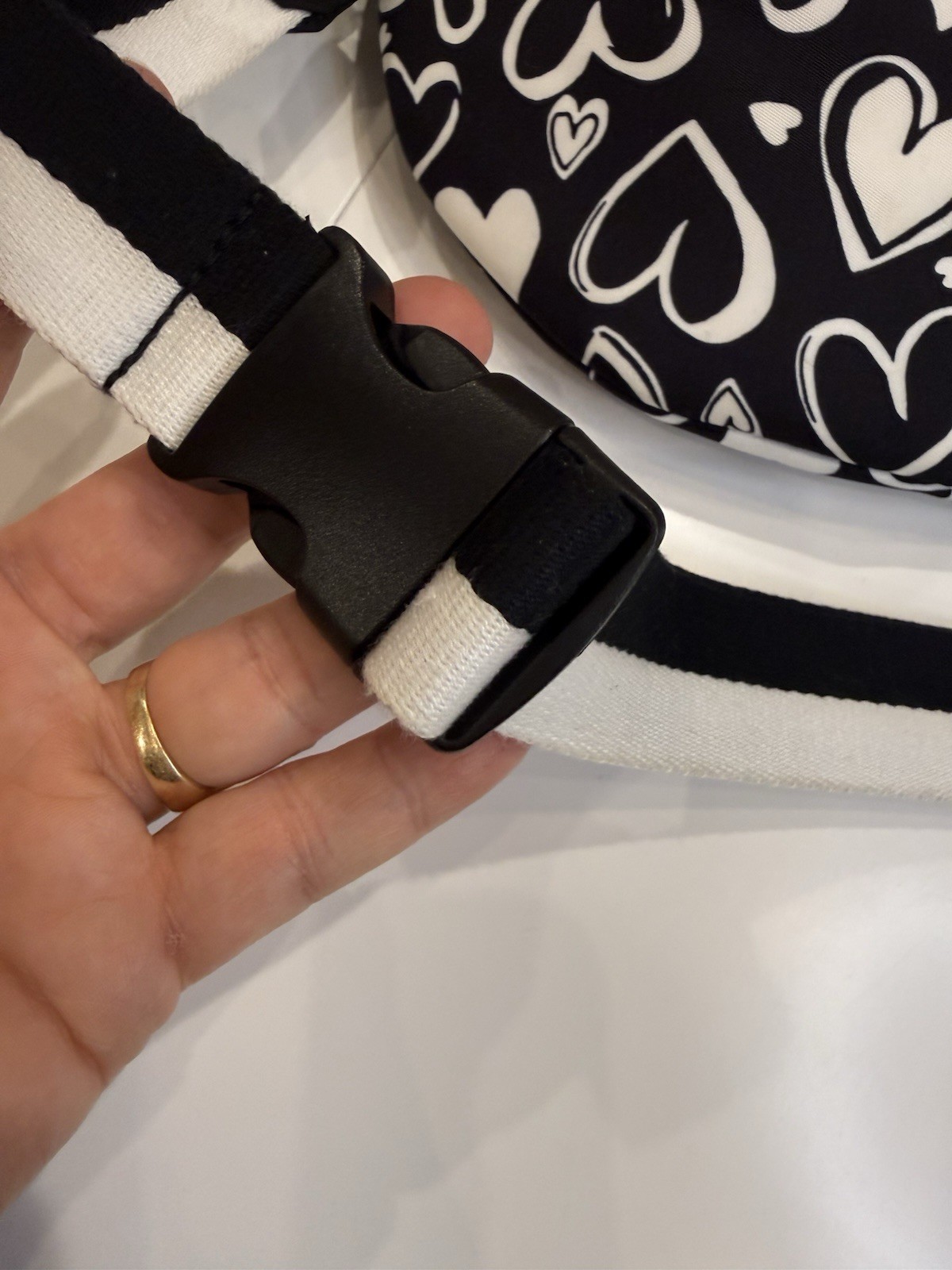Brighton Endless Love Belt Bag Fanny Pack Black White Hearts Excellent