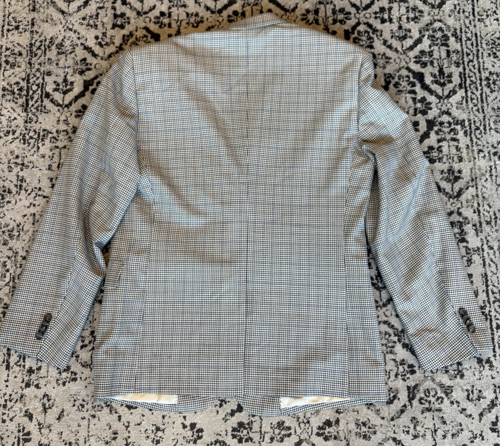 Current John W Nordstrom hounds tooth check sky blue window pane sport coat 44 R