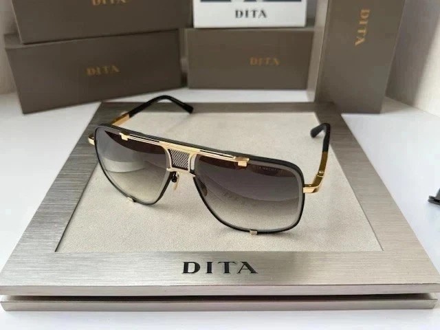 DITA Mach Five DRX2087 Matte Black Gold Sunglasses Grey Gradient Lens Unisex