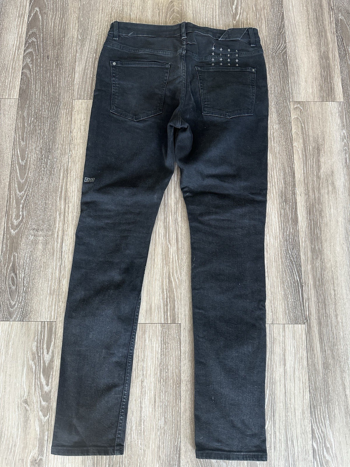 Ksubi Men’s Black Skinny Slim Fit Distressed Logo Denim Jeans Size 34