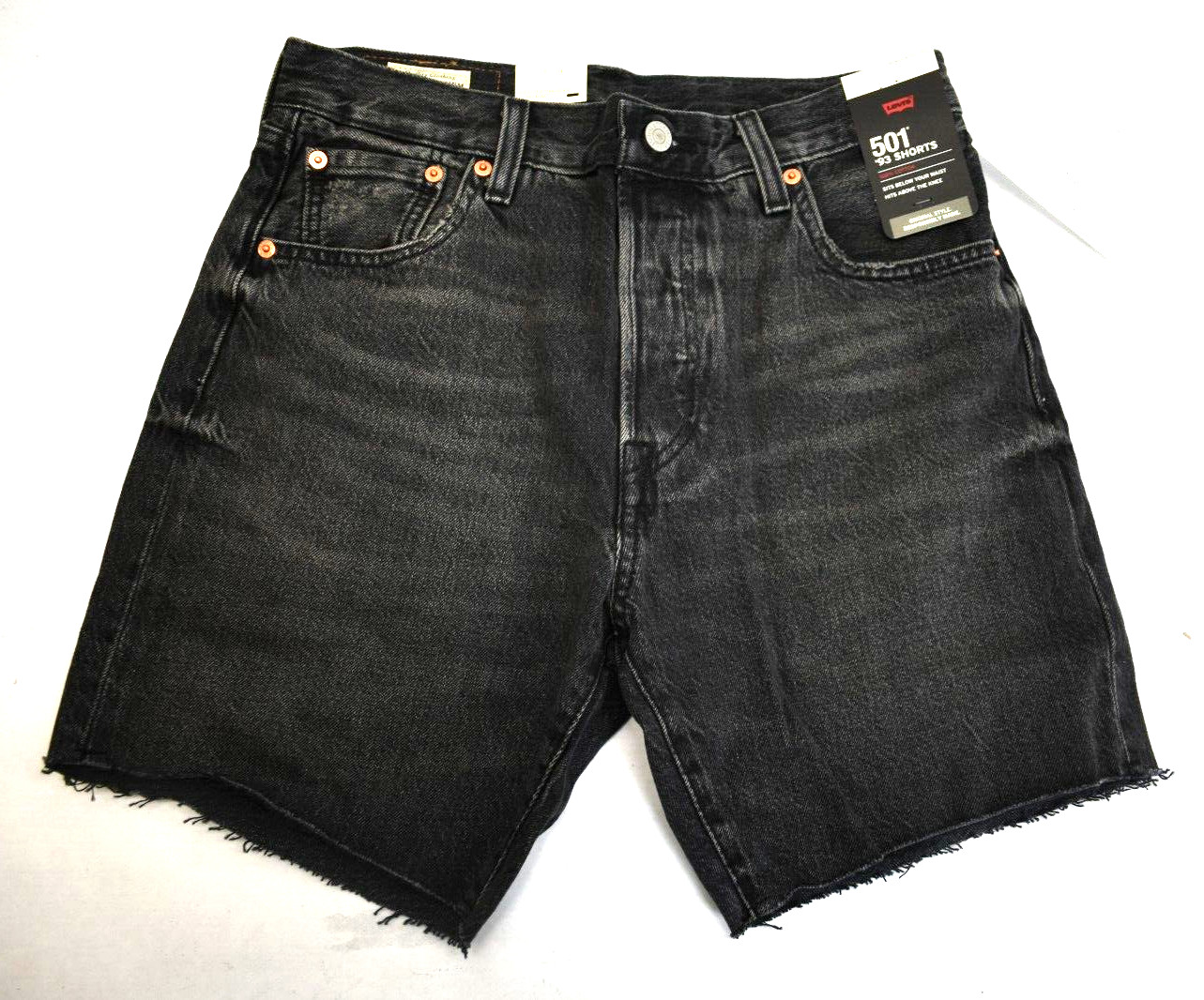 Levi’s Mens 501 ’93 Cut Off Jean Shorts 7″ Black 100% Cotton Button Fly Size 30