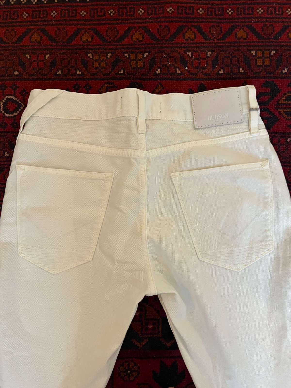 Hudson Blinder Biker Moto Skinny Jeans Men’s Size 29X32 Off White Button Fly