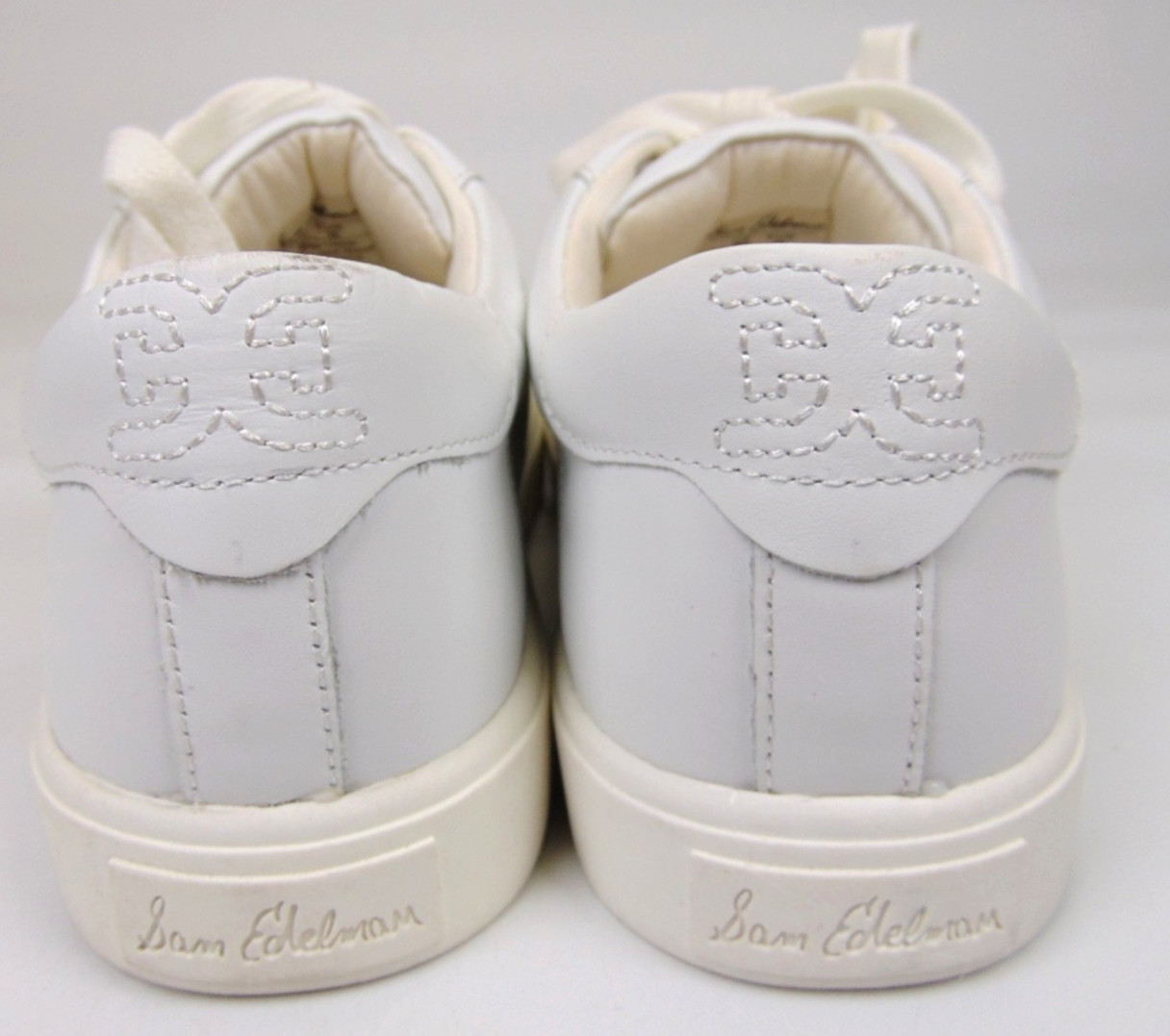 NEW! Sam Edelman Ethyl White Leather Low Top Fashion Sneaker Womens Size 8.0 Med