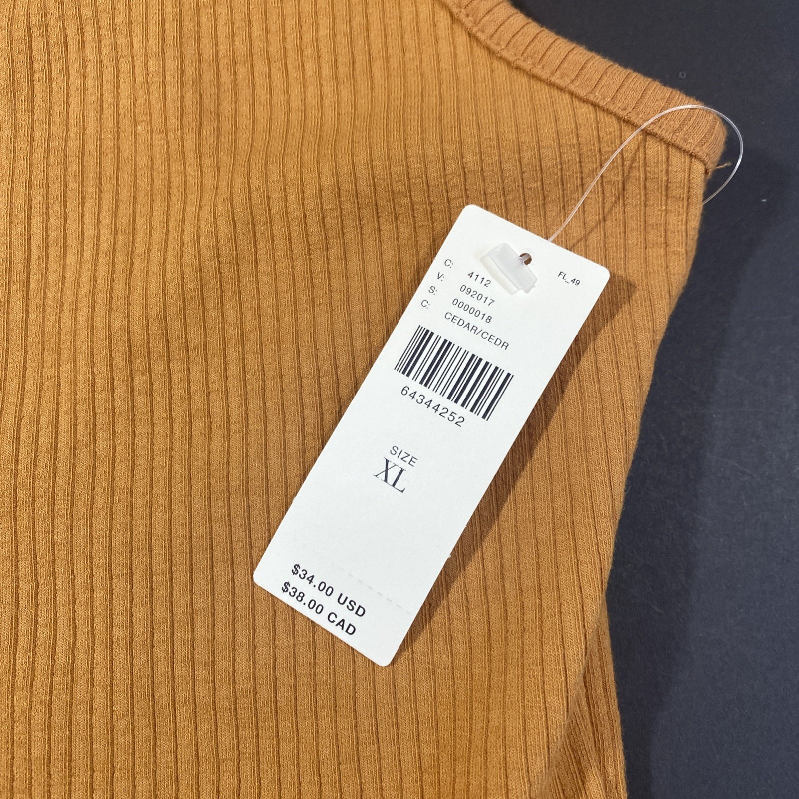 Maeve Anthropologie High Neck Ribbed Tank Orange Size XL NWT