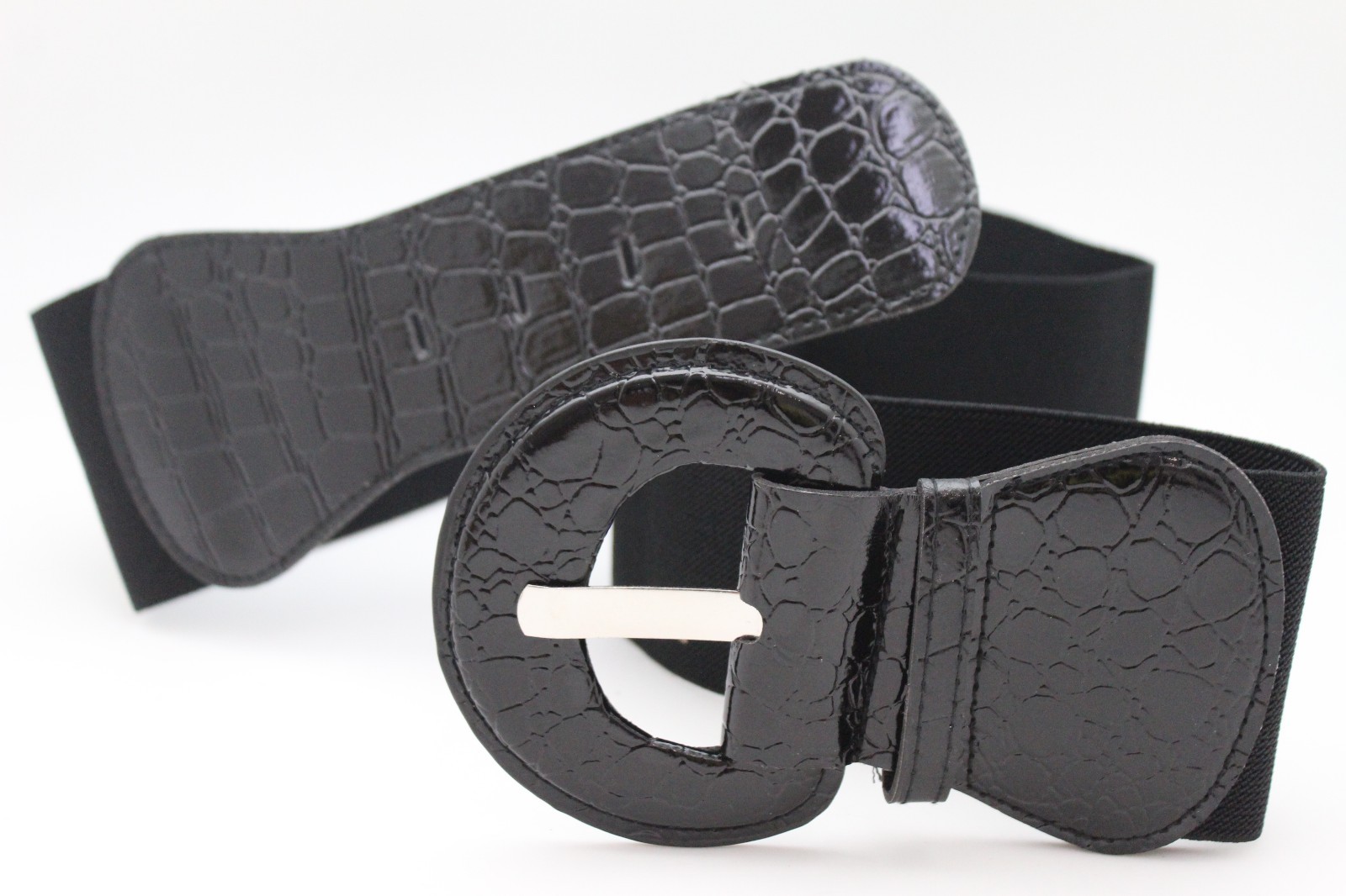 Women Wide Waistband Elastic Black Day Fashion Belt High Waist Hip Fit Size S M