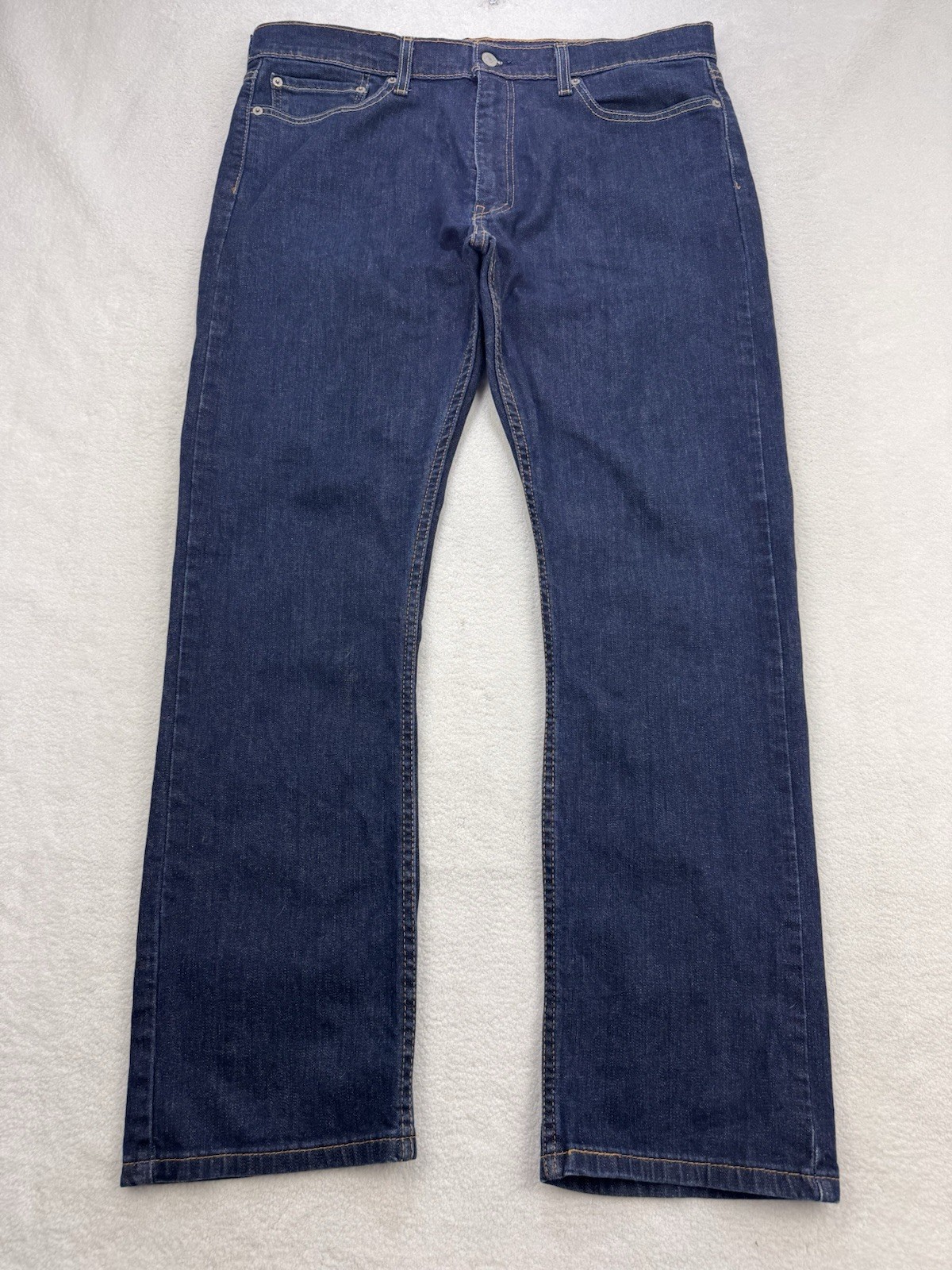 Levis 513 Jeans Men 36×30 Blue Slim Straight Stretch Whisker Distress Denim