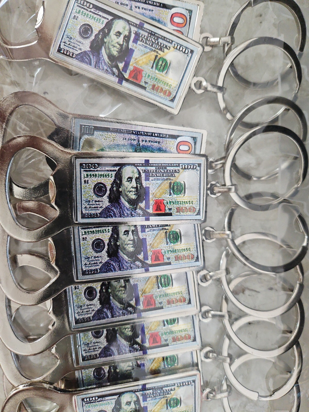24pcs Hundred Dollar money funny gift keychain and fans casino night vegas favo