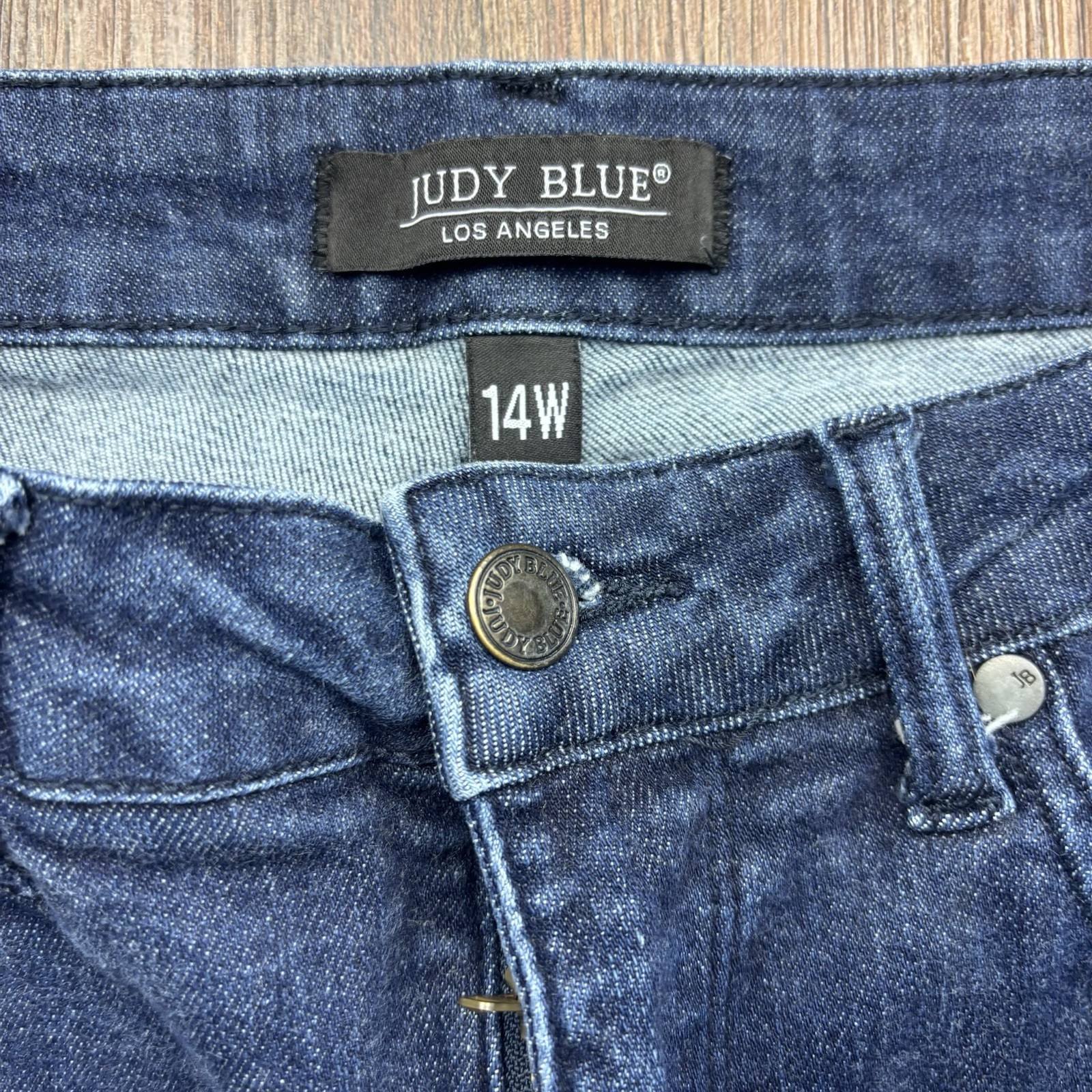 Judy Blue High Waist Control Top Straight Jeans Raw Hem Dark Wash Size 14W