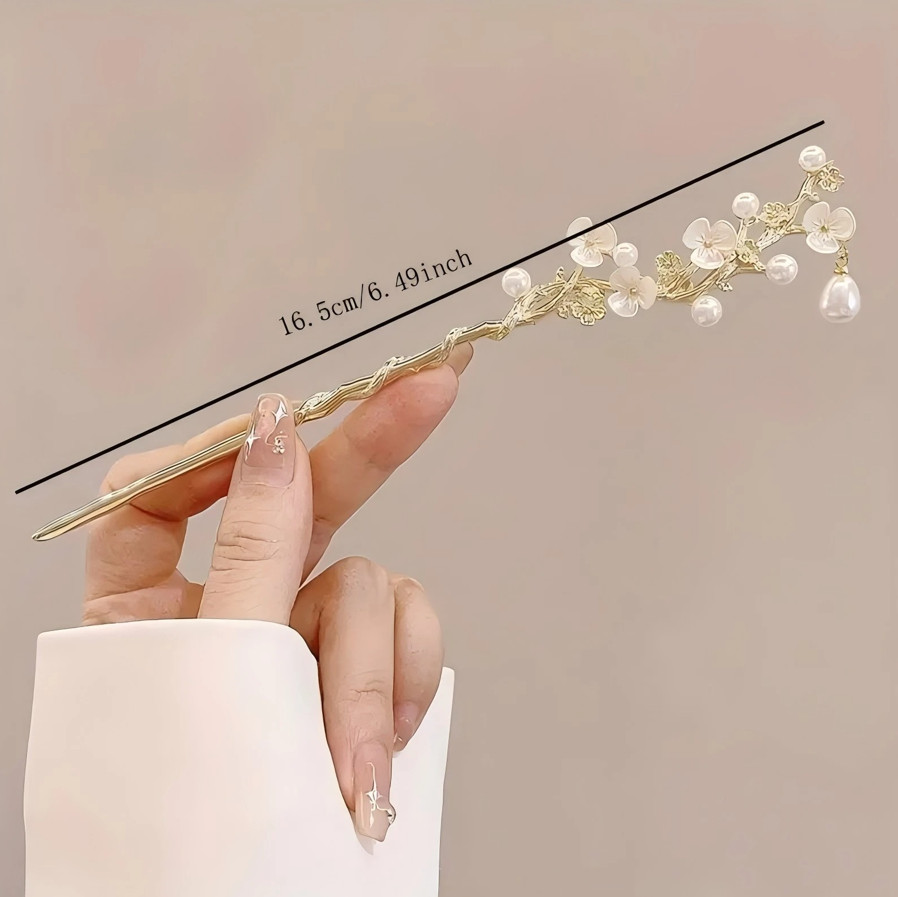 1pc Elegant Chinese Style Hairpin – Tassel Floral Hair Stick for Women – NEW