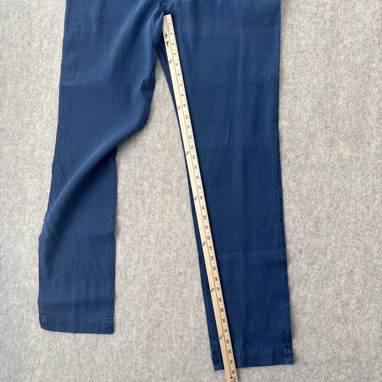Haspel Corded Linen Blend Drawstring Trouser Blue Slim Fit Mens 36 New