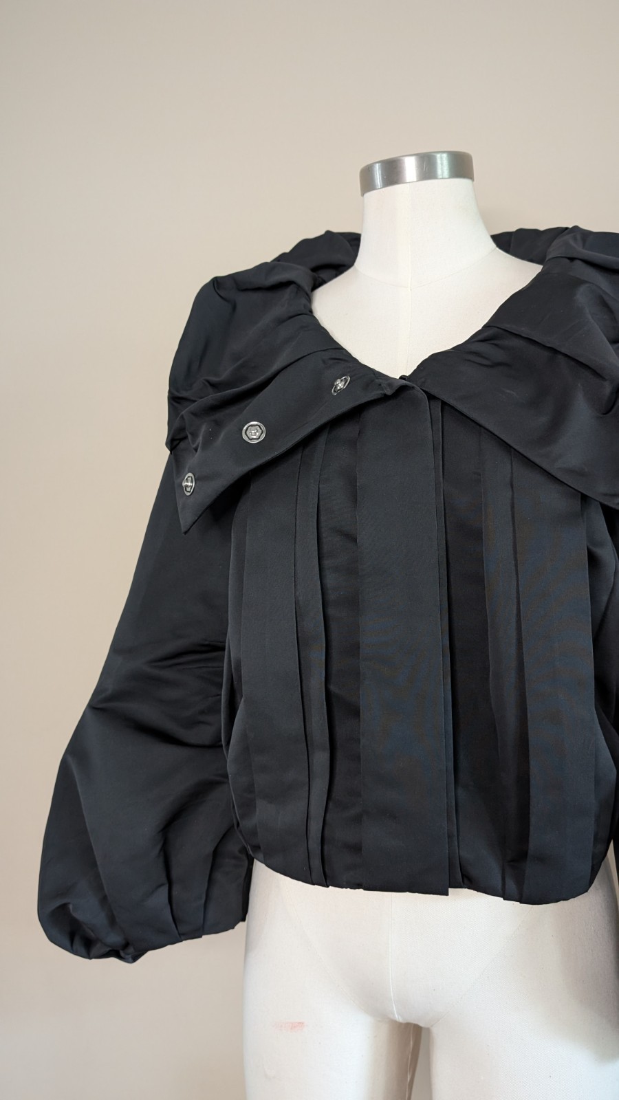 SoCa by St John Black Sculptural Funnel Neck Jacket Y2K Avant Garde Quiet Luxury